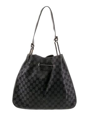 Vintage Gucci Tom Ford GG Supreme Monogram Drawstring Shoulder Bag Black